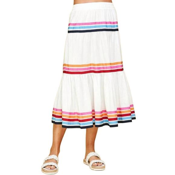 Pinch Colorful Ribbon Tiered Midi Skirt Size Large Prairie Fairy Dopamine Boho - Picture 1 of 8